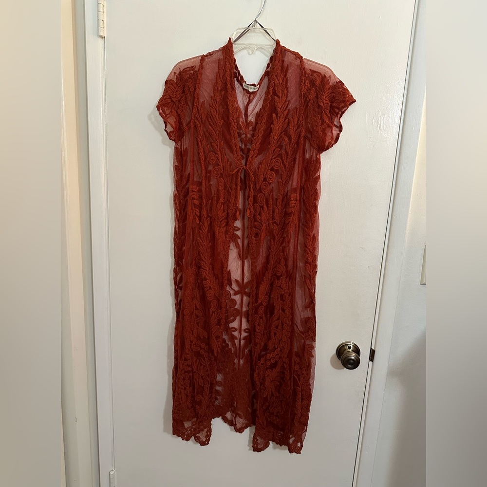 WOVEN HEART, NEW. Burnt Orange duster, excellent condition. O/S (more like 8/10)
